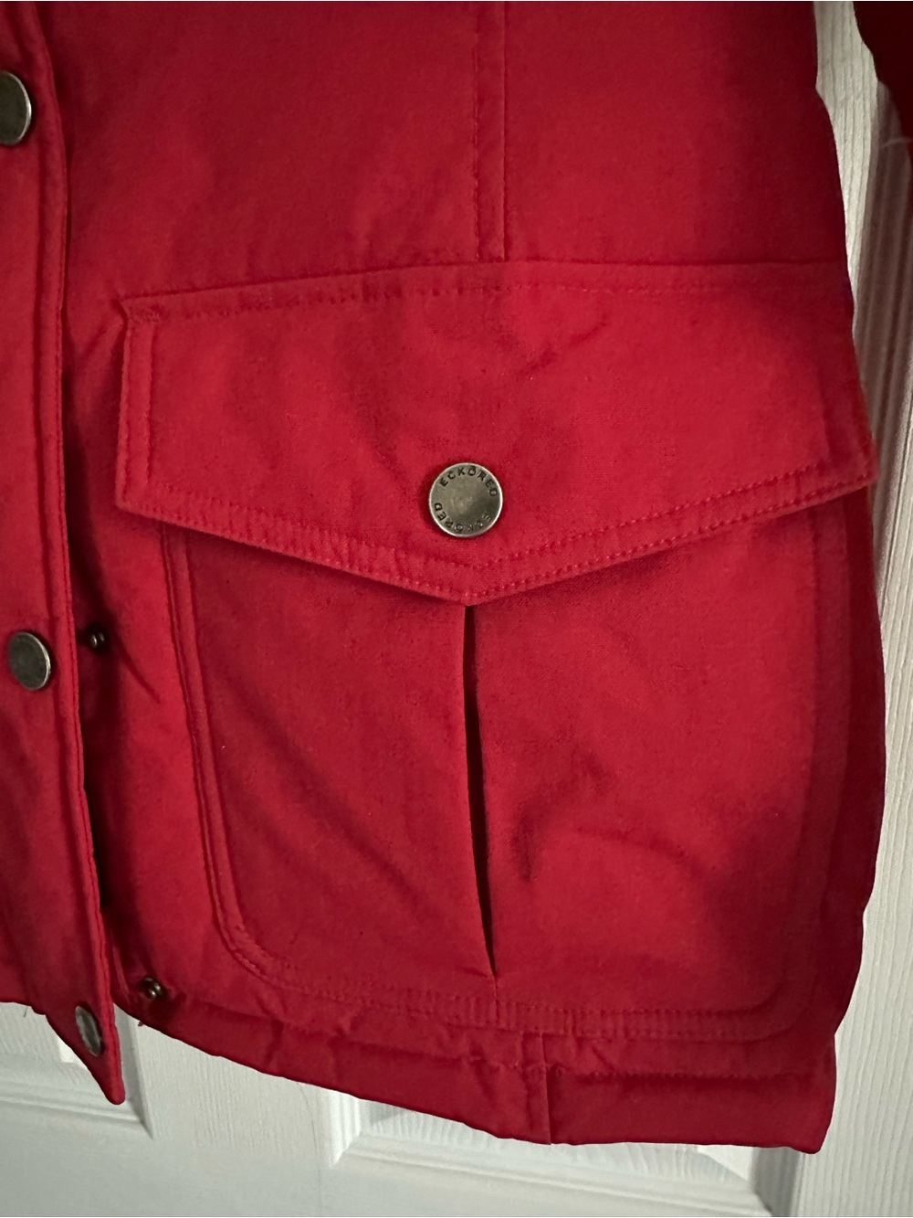 Size S Eckored Women’s Down Winter Parka Coat Red Hooded Jacket - Picture 4 of 10
